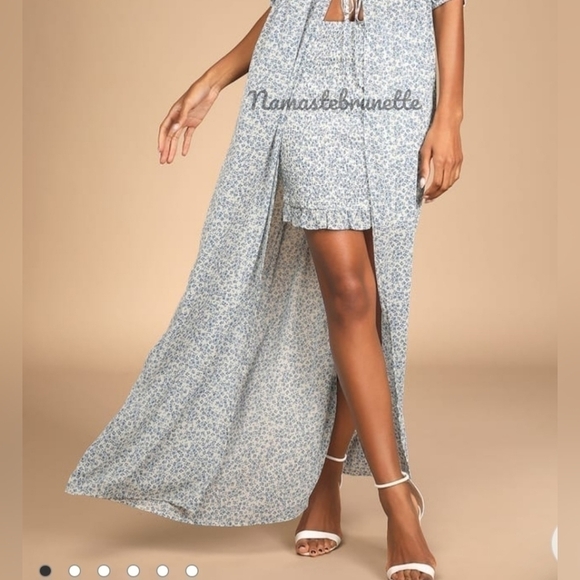 NWT Lulu's Blue Floral Puff Sleeve 2 Piece High Low Dress - Picture 7 of 12